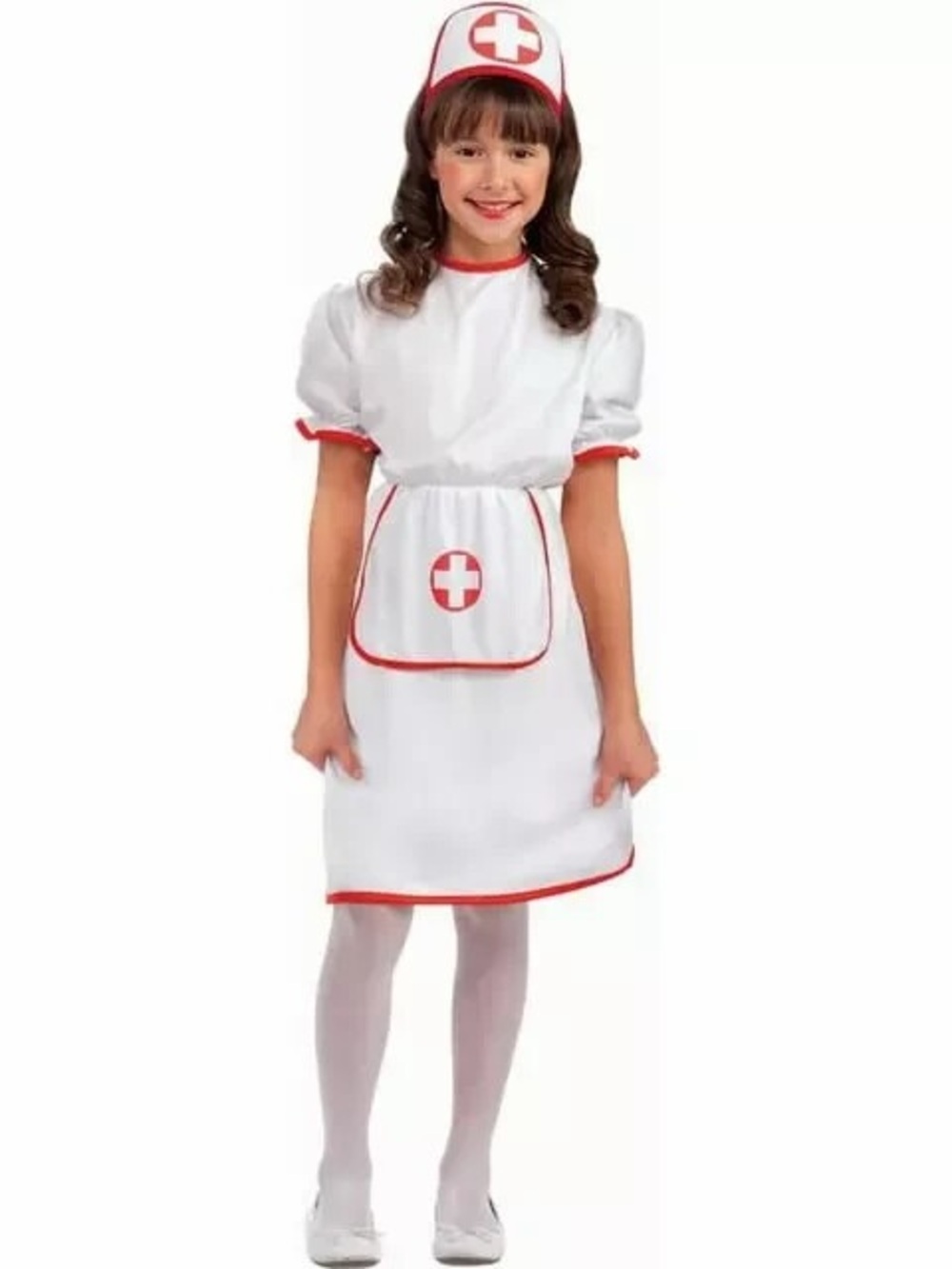 Classic White & Red Nurse Costume for Kids - Unbranded